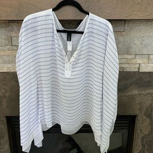 NWT! Black House White Market Strip Kaftan Top